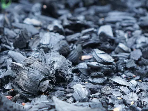 Rough pieces of charcoal