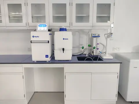 Water purification units on a white counter